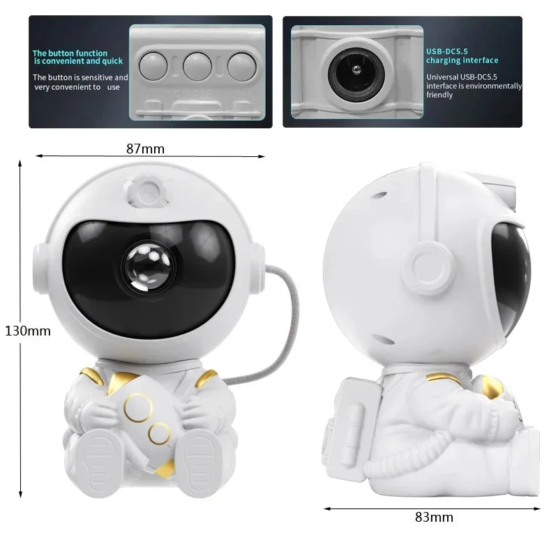 Astronaut Galaxy Star Projector Night Light – LED Starry Sky Mood Lamp