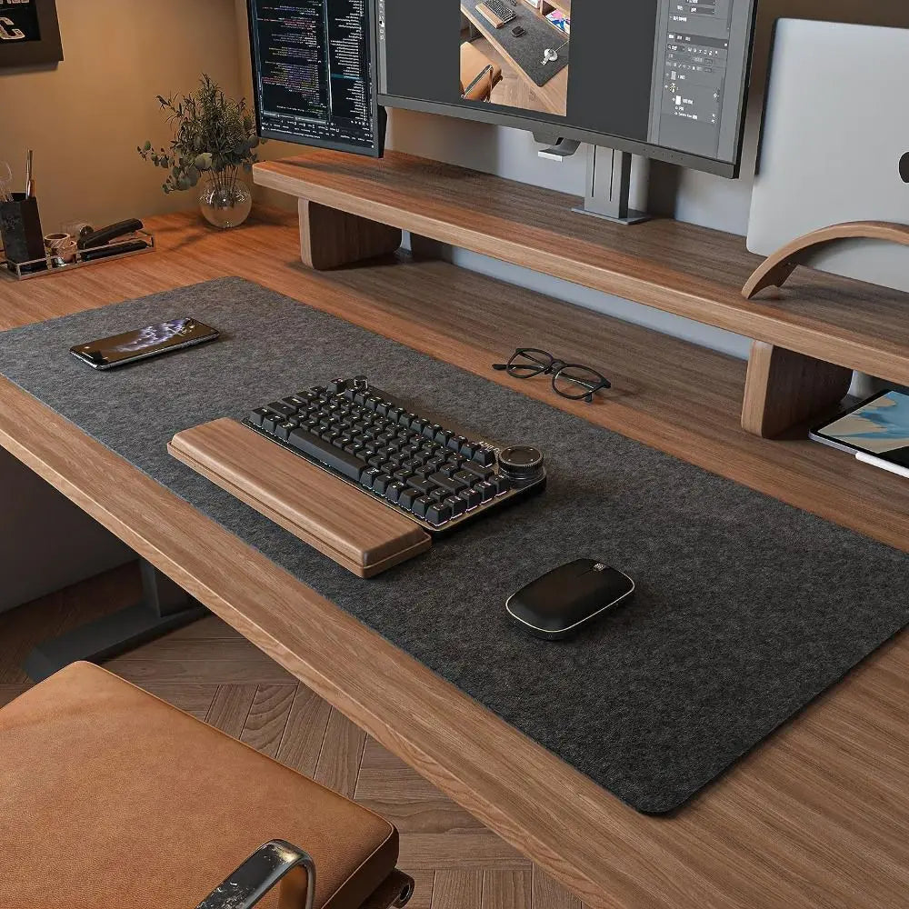 Large Wool Felt Gaming Desk Mat – Non-Slip Keyboard & Mouse Pad