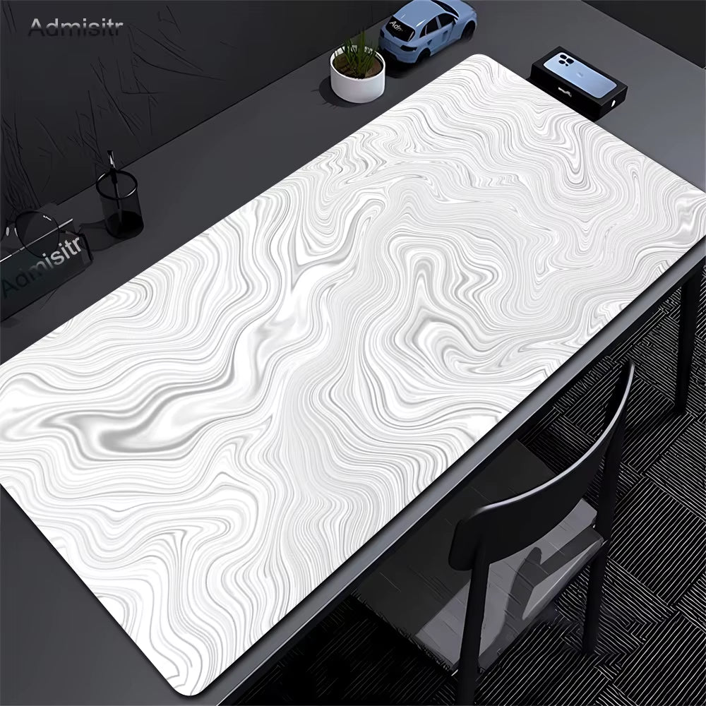 Large Abstract Black and White XXL Desk Mat - Non-Slip Gaming Mousepad with Lockedge for Office and Home Use