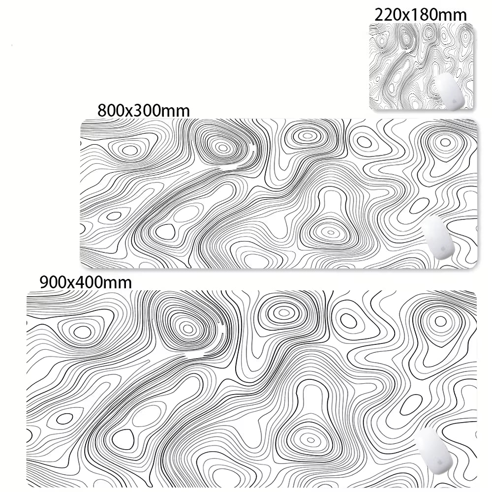 Large Abstract Black and White XXL Desk Mat - Non-Slip Gaming Mousepad with Lockedge for Office and Home Use