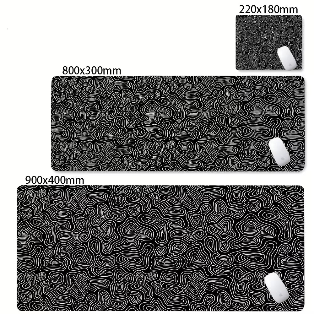 Large Abstract Black and White XXL Desk Mat - Non-Slip Gaming Mousepad with Lockedge for Office and Home Use