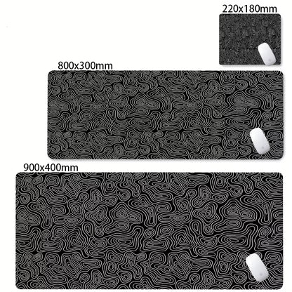 Large Abstract Black and White XXL Desk Mat - Non-Slip Gaming Mousepad with Lockedge for Office and Home Use