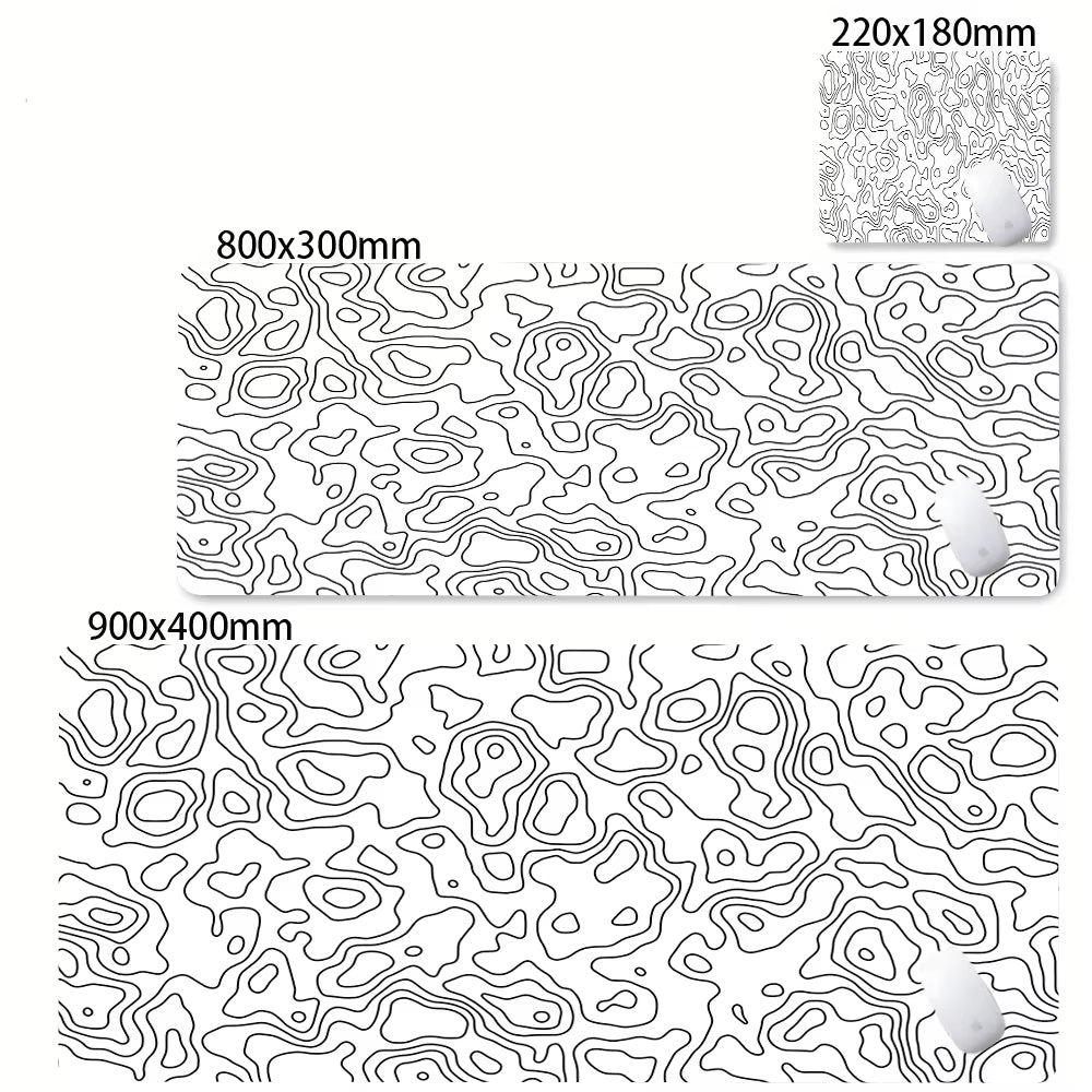 Large Abstract Black and White XXL Desk Mat - Non-Slip Gaming Mousepad with Lockedge for Office and Home Use