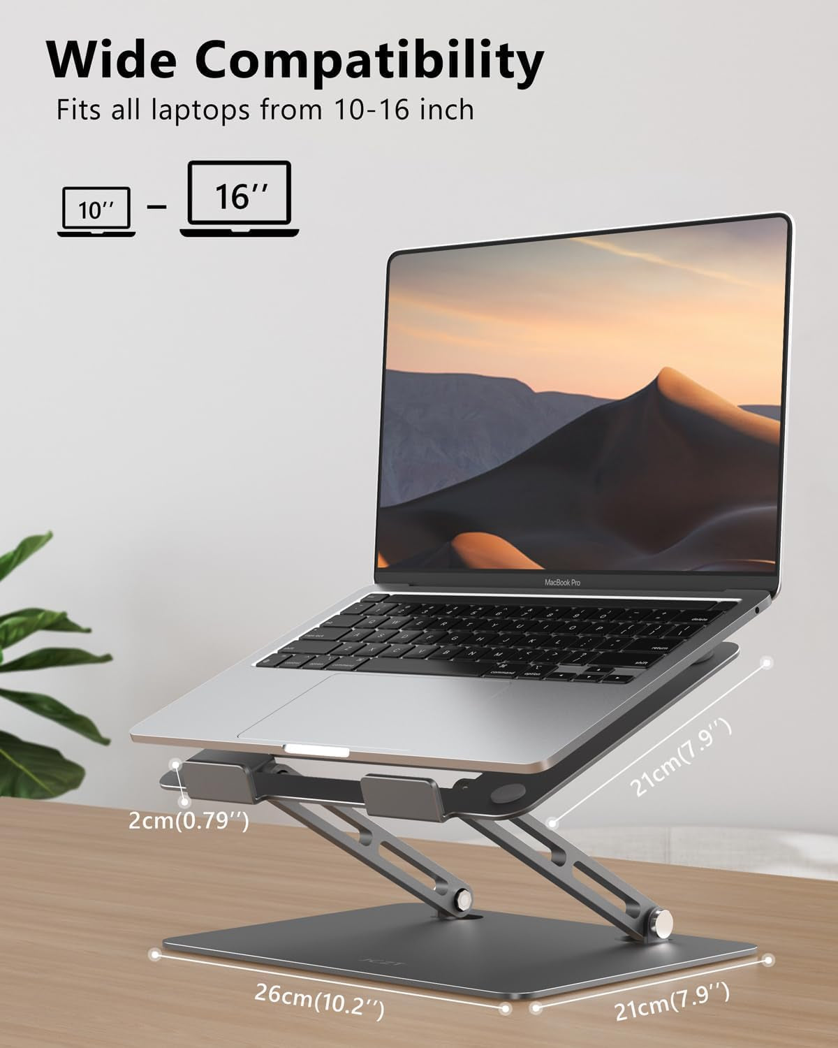 Adjustable Laptop Stand, Aluminum Laptop Stand for Desk, Classic Grey