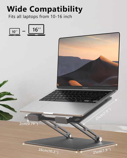 Adjustable Laptop Stand, Aluminum Laptop Stand for Desk, Classic Grey