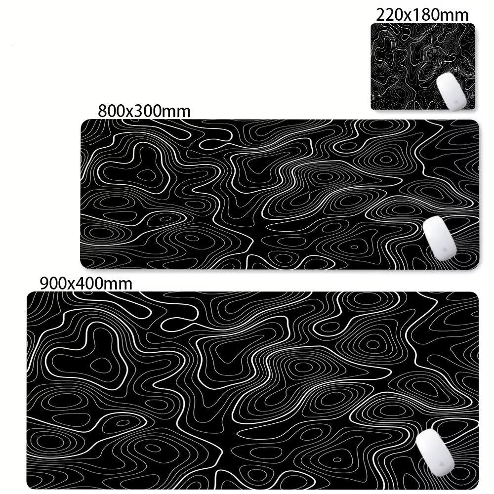 Large Abstract Black and White XXL Desk Mat - Non-Slip Gaming Mousepad with Lockedge for Office and Home Use