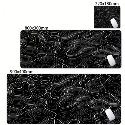 Large Abstract Black and White XXL Desk Mat - Non-Slip Gaming Mousepad with Lockedge for Office and Home Use
