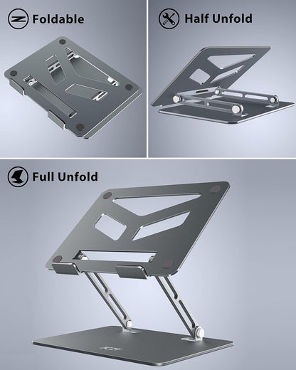 Adjustable Laptop Stand, Aluminum Laptop Stand for Desk, Classic Grey