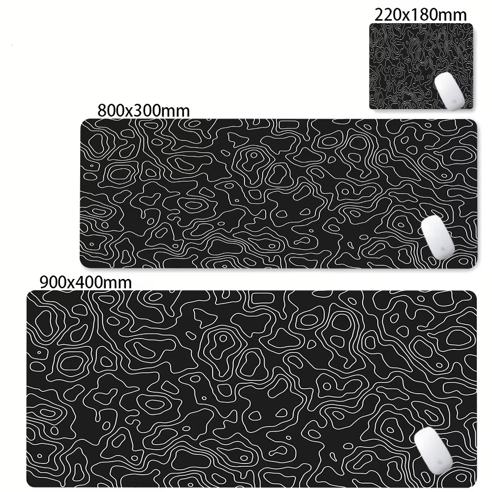 Large Abstract Black and White XXL Desk Mat - Non-Slip Gaming Mousepad with Lockedge for Office and Home Use