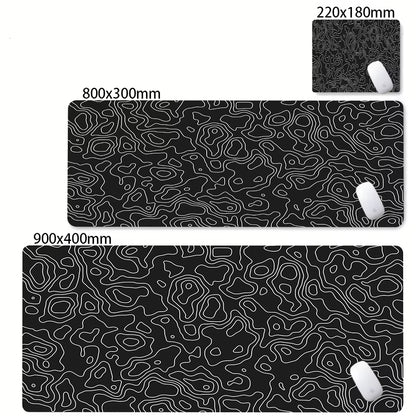 Large Abstract Black and White XXL Desk Mat - Non-Slip Gaming Mousepad with Lockedge for Office and Home Use