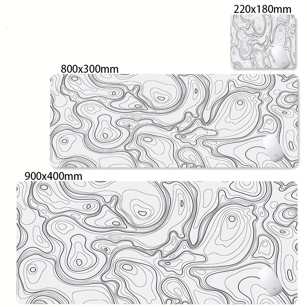 Large Abstract Black and White XXL Desk Mat - Non-Slip Gaming Mousepad with Lockedge for Office and Home Use