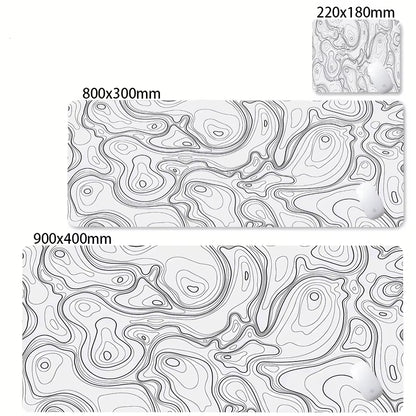 Large Abstract Black and White XXL Desk Mat - Non-Slip Gaming Mousepad with Lockedge for Office and Home Use
