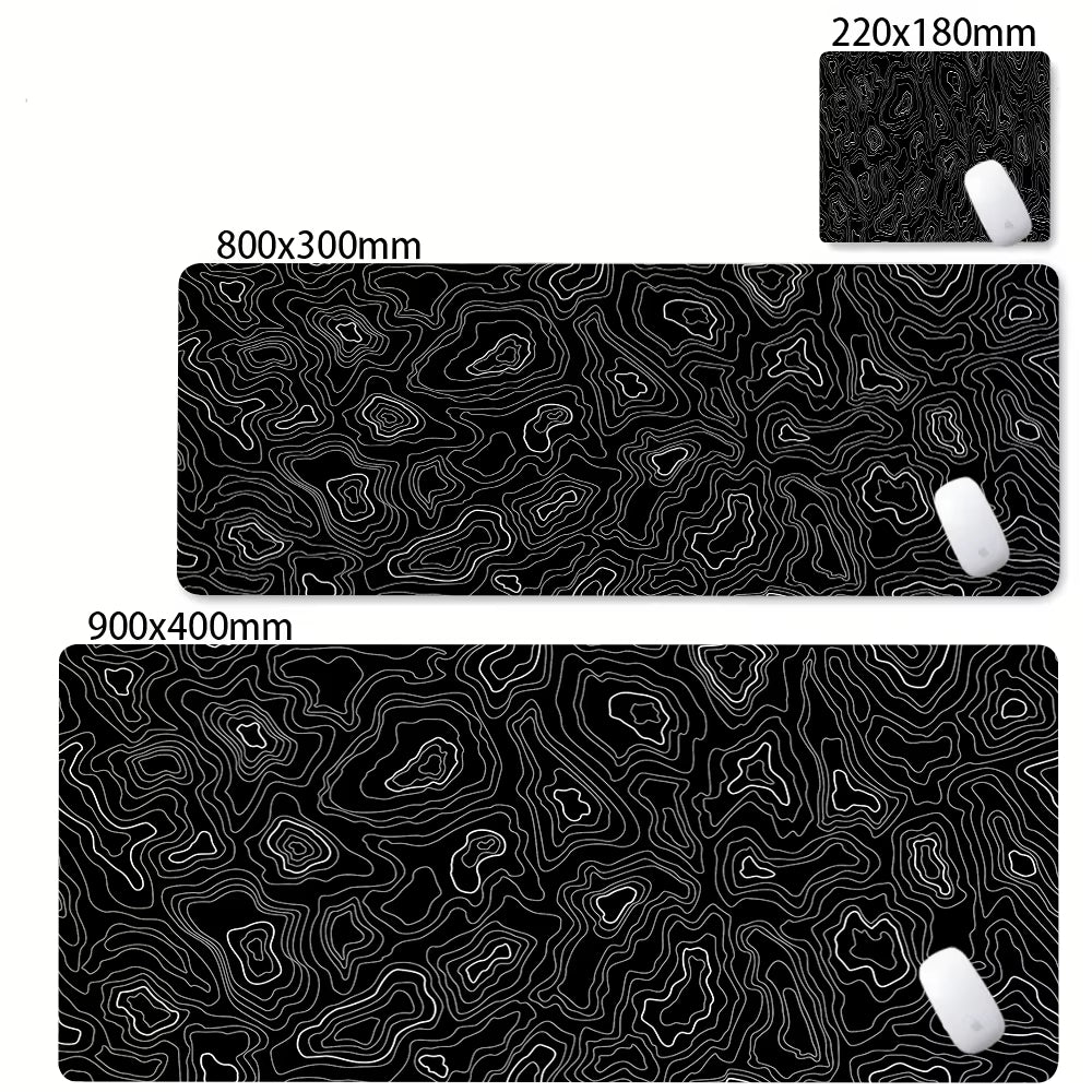 Large Abstract Black and White XXL Desk Mat - Non-Slip Gaming Mousepad with Lockedge for Office and Home Use