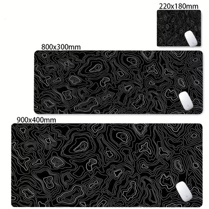 Large Abstract Black and White XXL Desk Mat - Non-Slip Gaming Mousepad with Lockedge for Office and Home Use