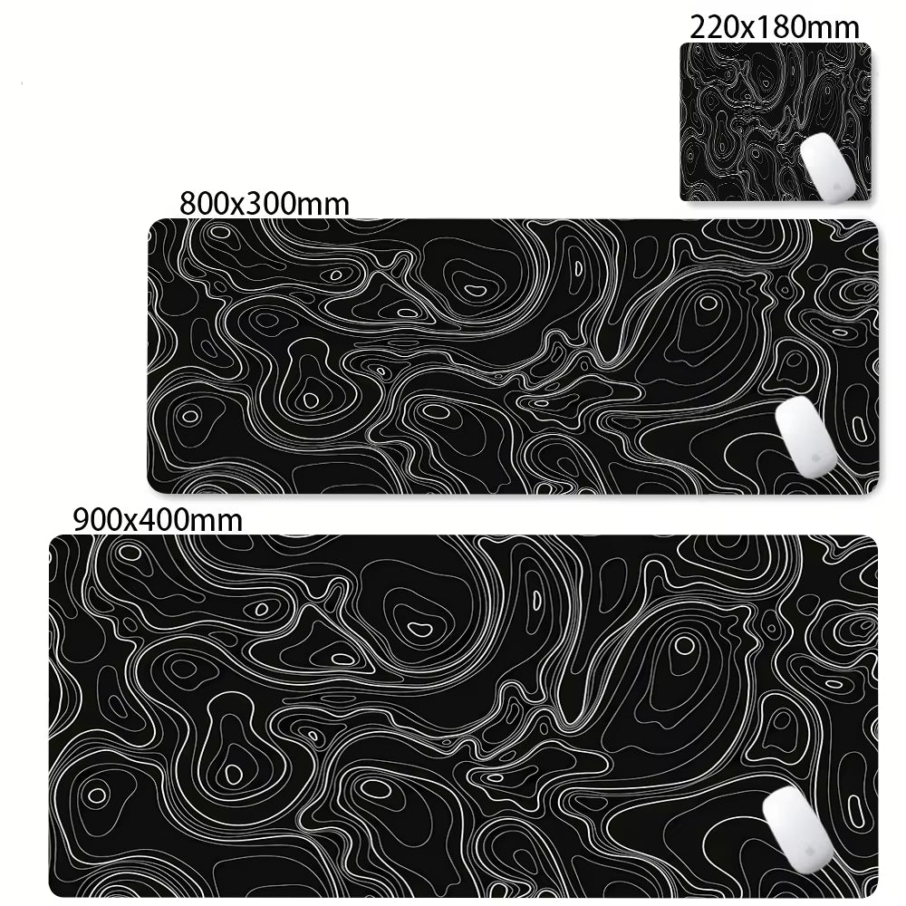 Large Abstract Black and White XXL Desk Mat - Non-Slip Gaming Mousepad with Lockedge for Office and Home Use
