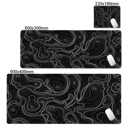 Large Abstract Black and White XXL Desk Mat - Non-Slip Gaming Mousepad with Lockedge for Office and Home Use