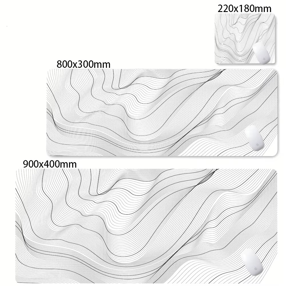 Large Abstract Black and White XXL Desk Mat - Non-Slip Gaming Mousepad with Lockedge for Office and Home Use