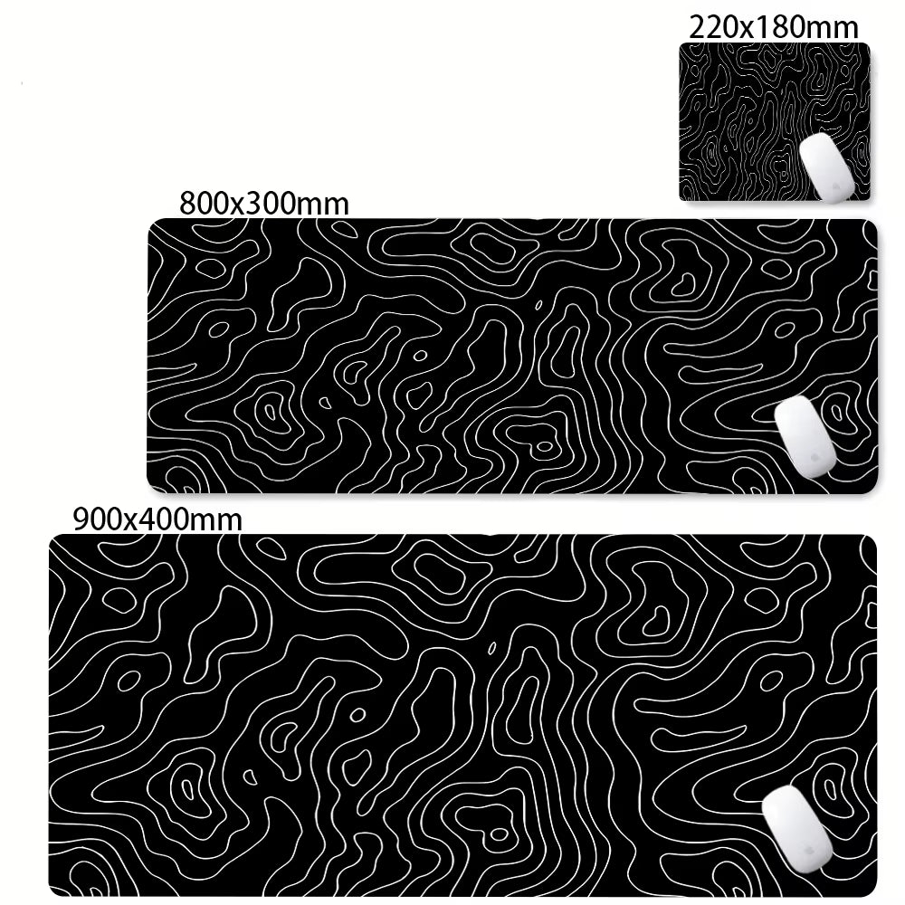 Large Abstract Black and White XXL Desk Mat - Non-Slip Gaming Mousepad with Lockedge for Office and Home Use