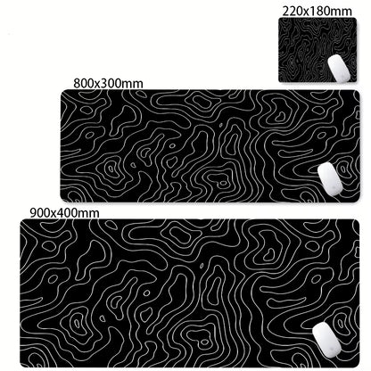 Large Abstract Black and White XXL Desk Mat - Non-Slip Gaming Mousepad with Lockedge for Office and Home Use