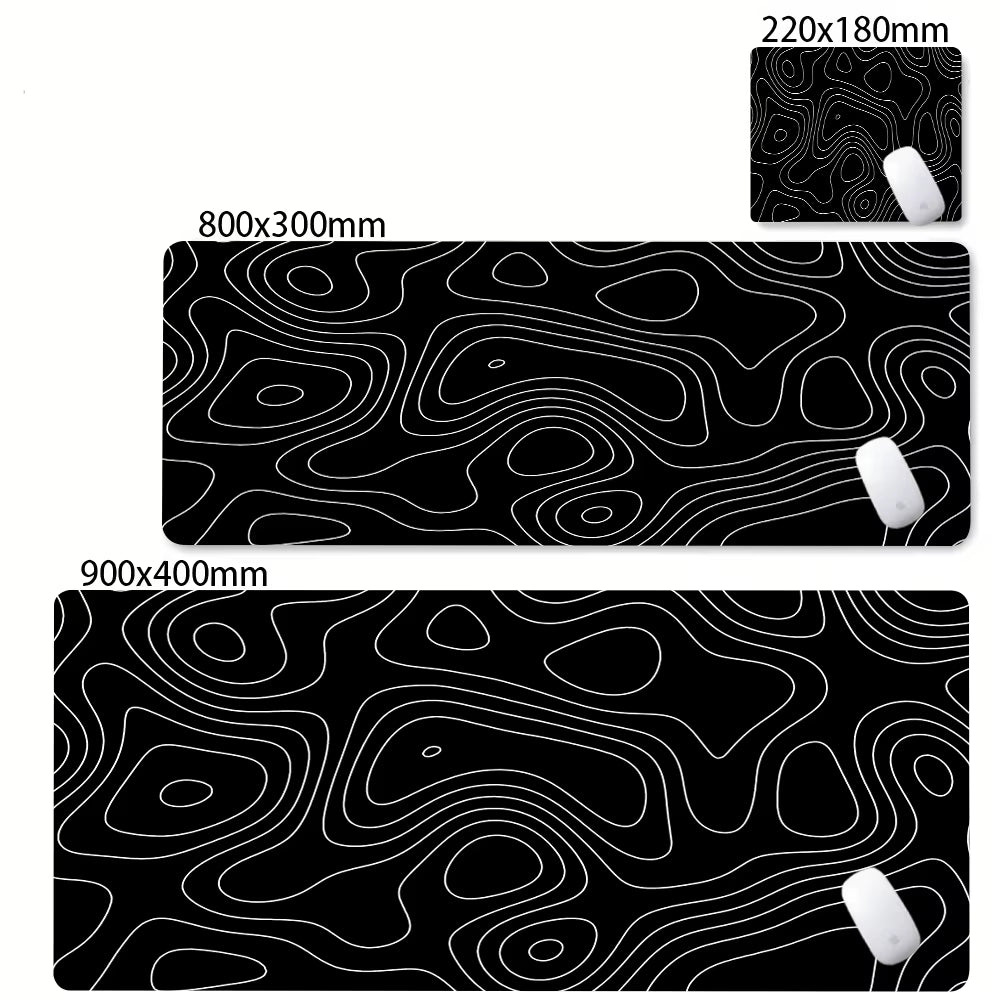 Large Abstract Black and White XXL Desk Mat - Non-Slip Gaming Mousepad with Lockedge for Office and Home Use
