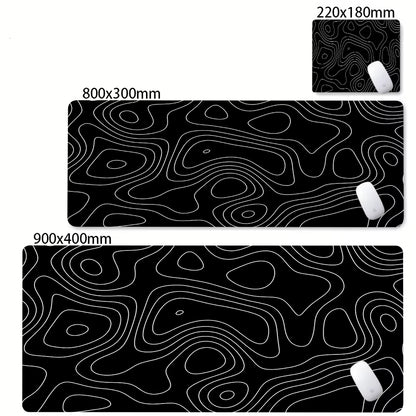 Large Abstract Black and White XXL Desk Mat - Non-Slip Gaming Mousepad with Lockedge for Office and Home Use
