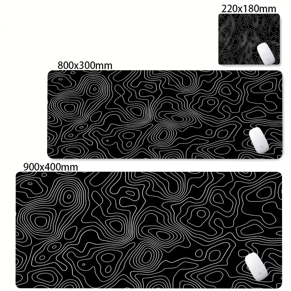 Large Abstract Black and White XXL Desk Mat - Non-Slip Gaming Mousepad with Lockedge for Office and Home Use