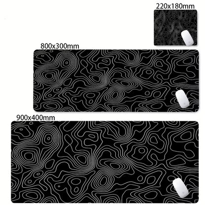 Large Abstract Black and White XXL Desk Mat - Non-Slip Gaming Mousepad with Lockedge for Office and Home Use