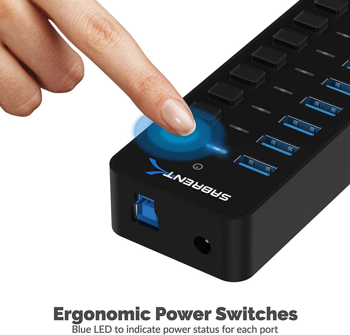 10-Port 60W USB 3.0 Hub with Power Switches & LEDs - Ultimate Connectivity Solution!