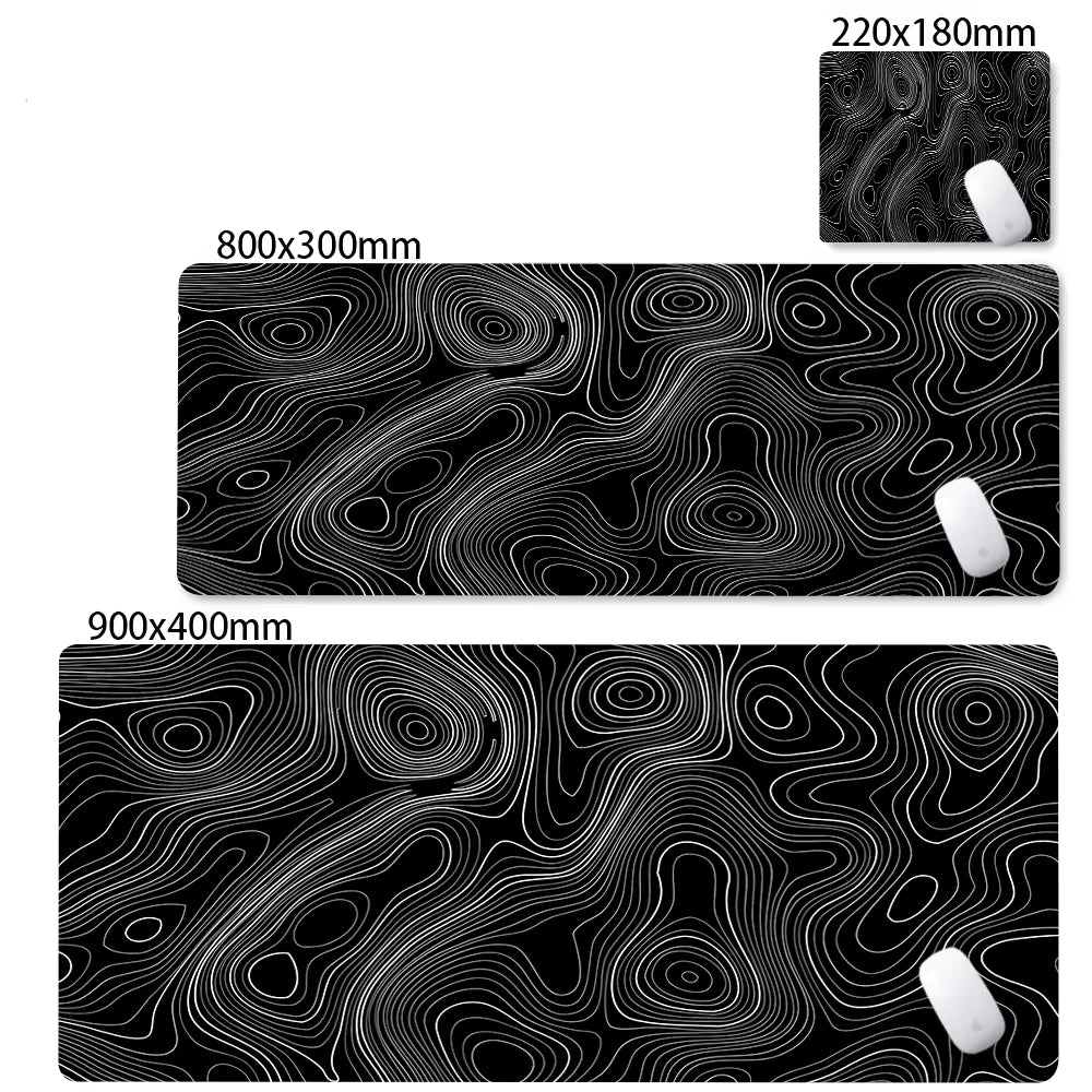 Large Abstract Black and White XXL Desk Mat - Non-Slip Gaming Mousepad with Lockedge for Office and Home Use