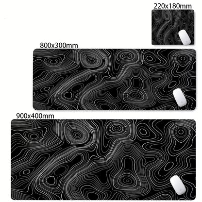 Large Abstract Black and White XXL Desk Mat - Non-Slip Gaming Mousepad with Lockedge for Office and Home Use
