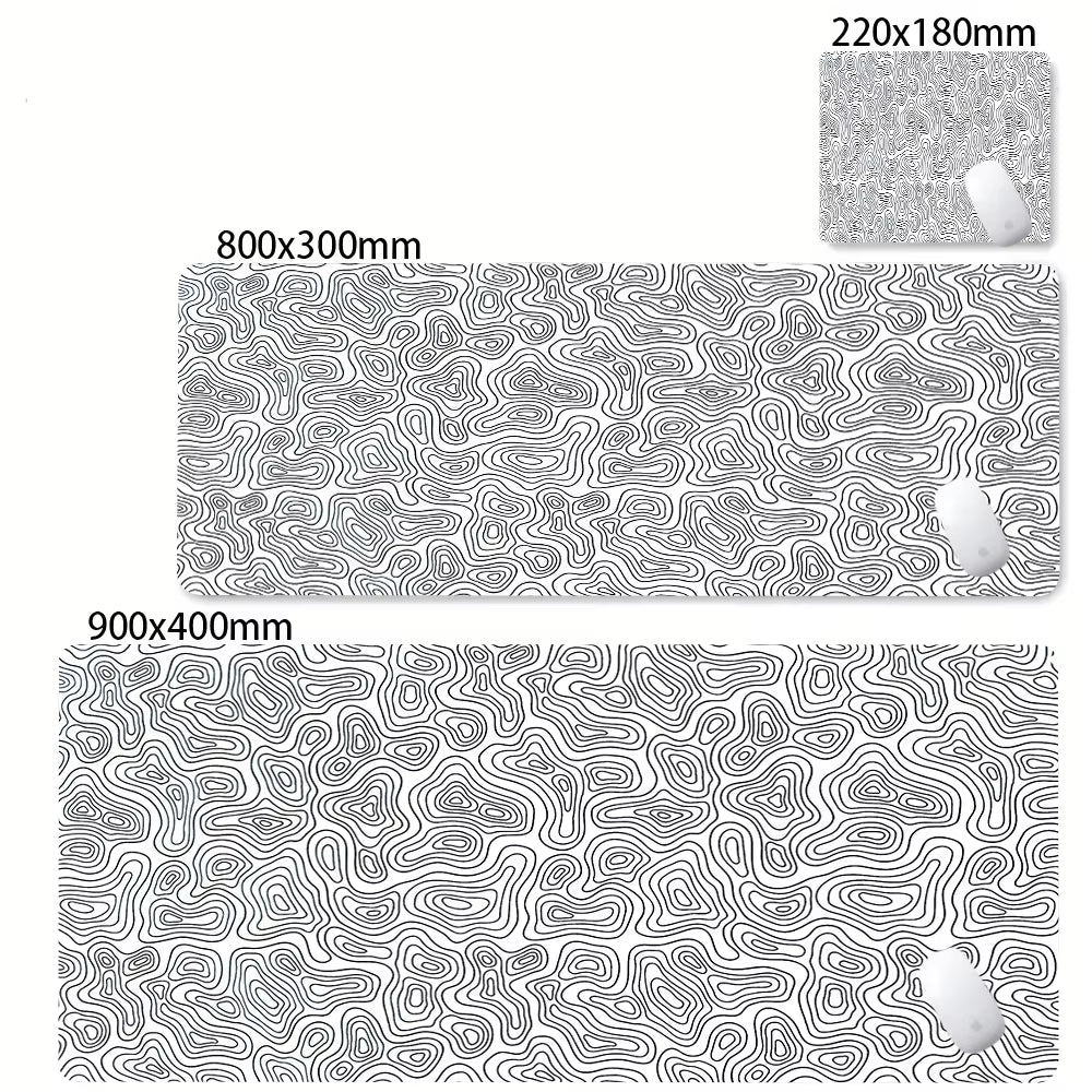 Large Abstract Black and White XXL Desk Mat - Non-Slip Gaming Mousepad with Lockedge for Office and Home Use