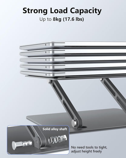Adjustable Laptop Stand, Aluminum Laptop Stand for Desk, Classic Grey