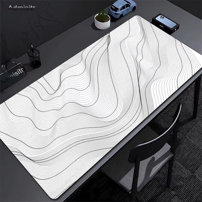 Large Abstract Black and White XXL Desk Mat - Non-Slip Gaming Mousepad with Lockedge for Office and Home Use
