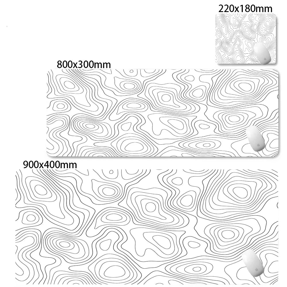 Large Abstract Black and White XXL Desk Mat - Non-Slip Gaming Mousepad with Lockedge for Office and Home Use